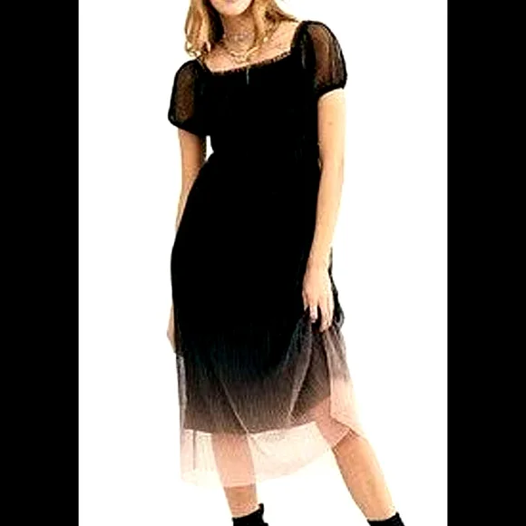 Free People | Dresses | Free People Piper Black Ombre Midi Dress Xs Nwt  Boho Goth Witchy | Poshmark